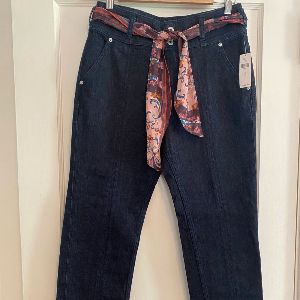 NWT Anthropologie Jeans with floral belt